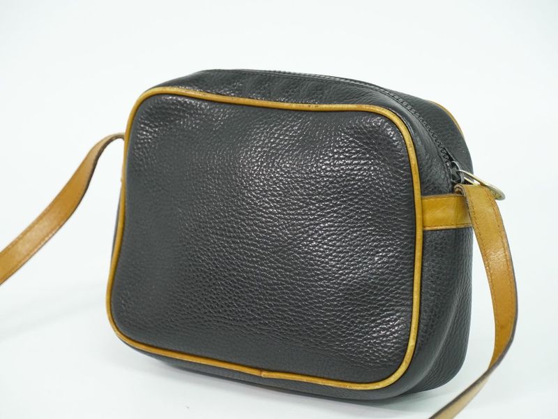 Celine Leather Shoulder Bag Pochette Black Outside]