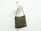 Fendi Zucca Shoulder Bag Canvas Brown Outside]