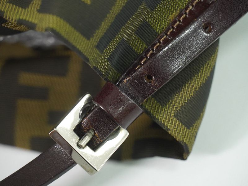Fendi Zucca Shoulder Bag Canvas Brown Outside]