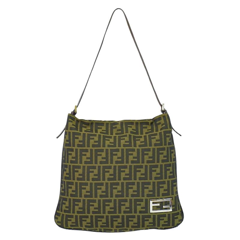Fendi Zucca Shoulder Bag Canvas Brown Outside]