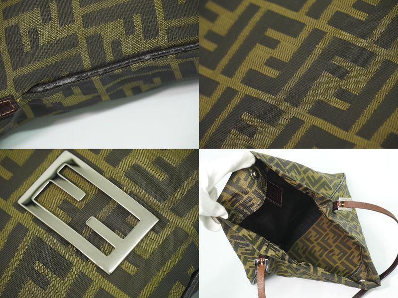 Fendi Zucca Shoulder Bag Canvas Brown Outside]