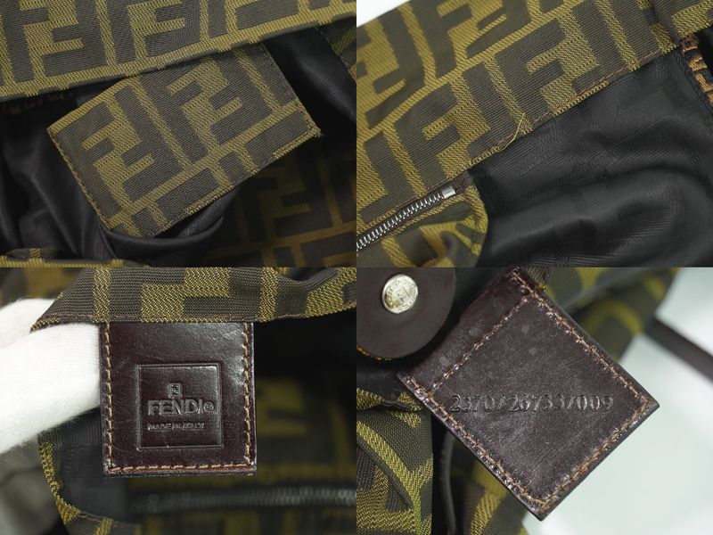Fendi Zucca Shoulder Bag Canvas Brown Outside]