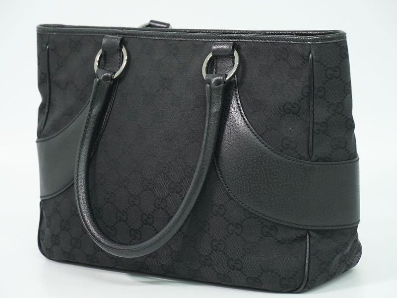 Gucci GG Canvas Tote Black Outside]