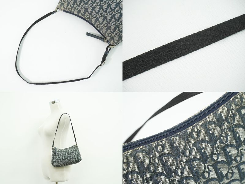 Dior Trotter Shoulder Bag Canvas Navy Outside]