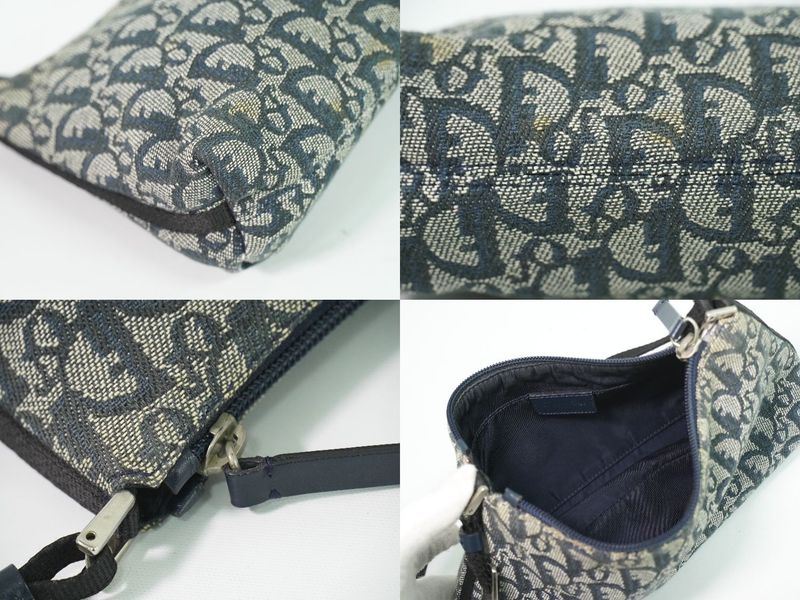 Dior Trotter Shoulder Bag Canvas Navy Outside]