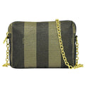 Fendi Pecan Chain Shoulder Bag Pochette Canvas Gold Black Pequin Outside]