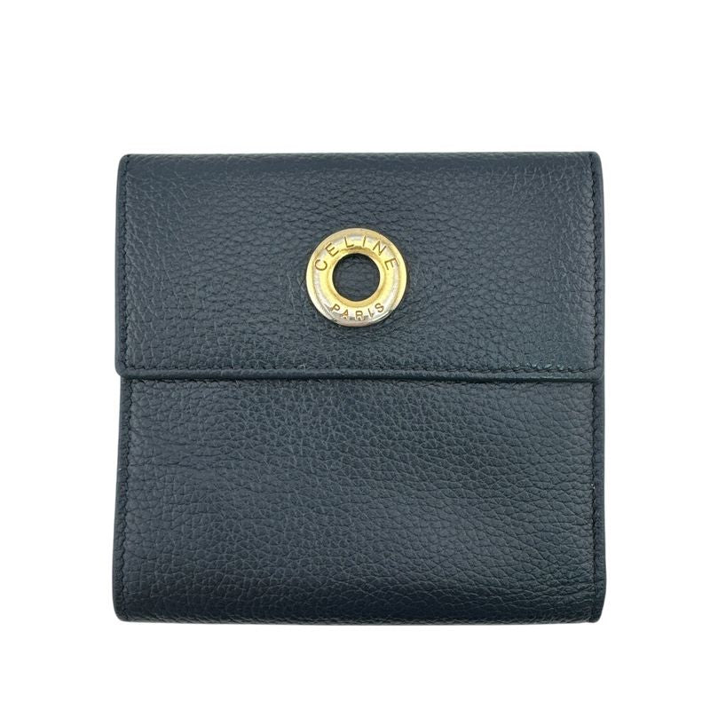 Celine Circle Logo Trifold Wallet Navy Red