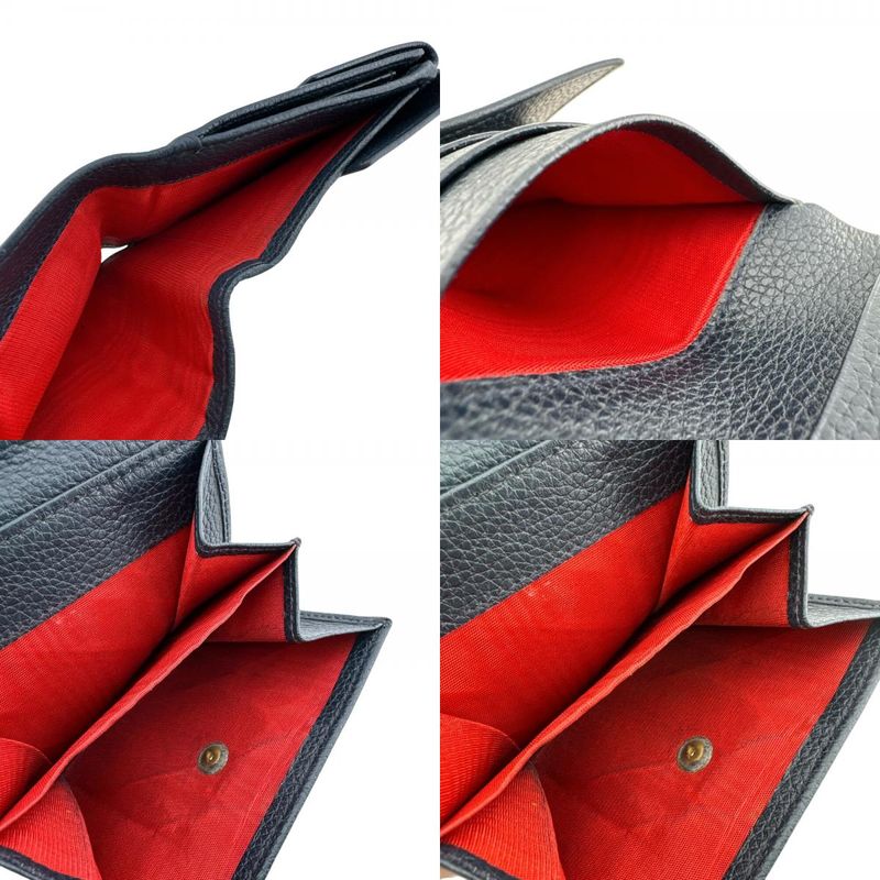 Celine Circle Logo Trifold Wallet Navy Red