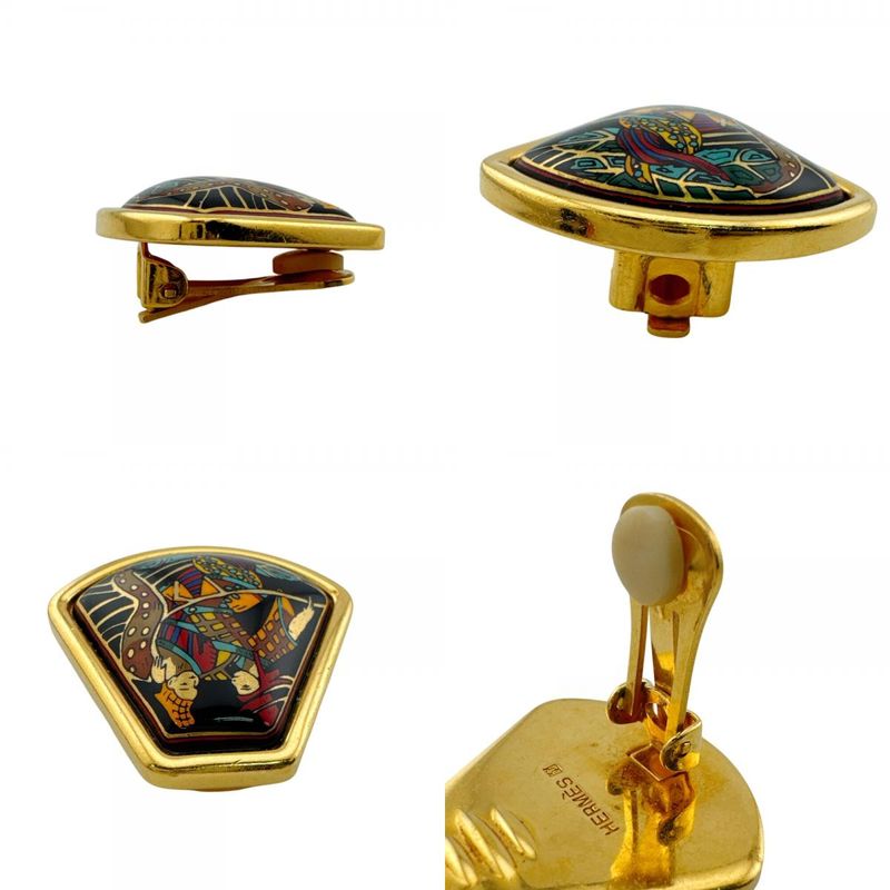 Hermes Only One Side Enamel Earrings