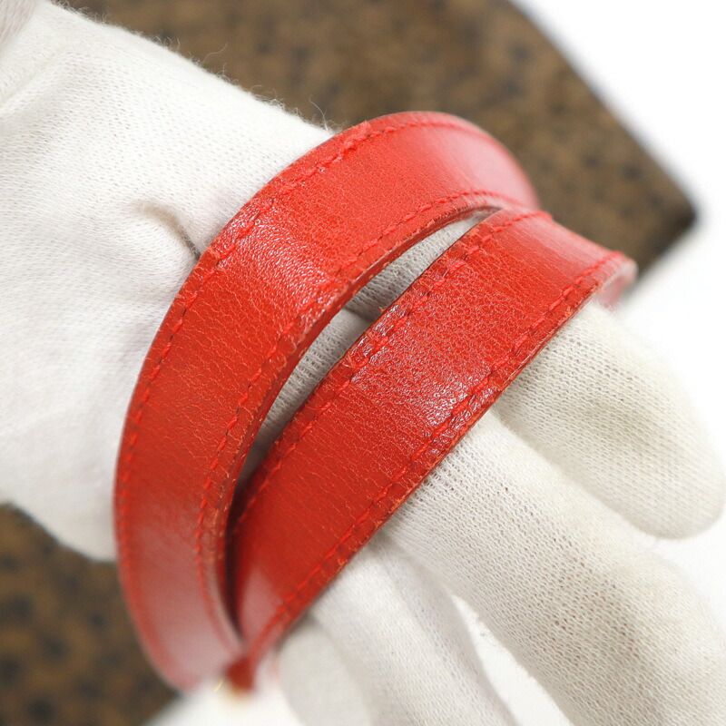 Fendi Tote Leopard Brown Red Canvas Leather X