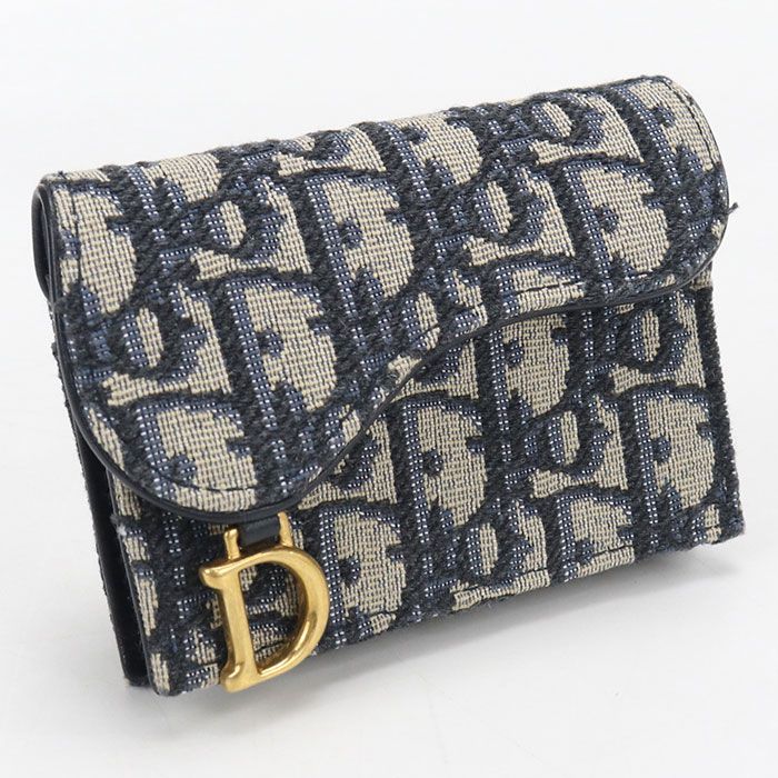 Dior Blue Mukado Holder Saddle Business Card Oblique Credit