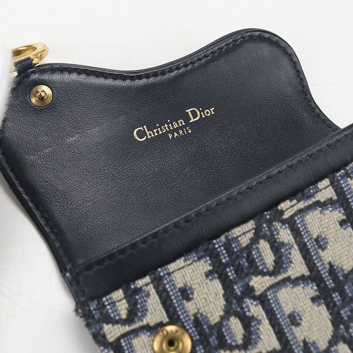 Dior Blue Mukado Holder Saddle Business Card Oblique Credit