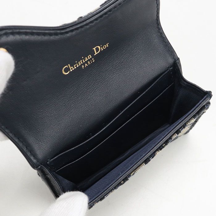 Dior Blue Mukado Holder Saddle Business Card Oblique Credit