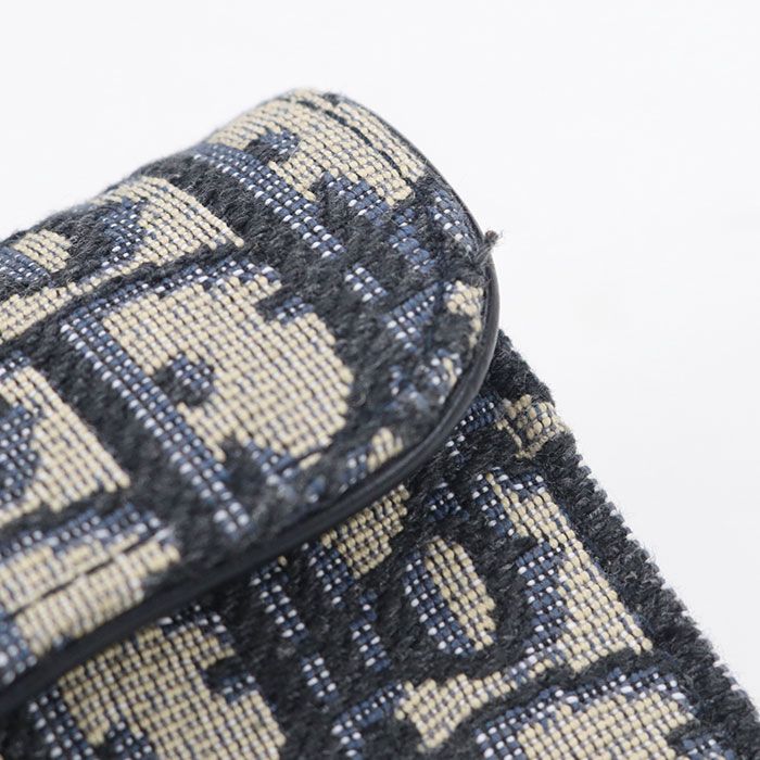 Dior Blue Mukado Holder Saddle Business Card Oblique Credit