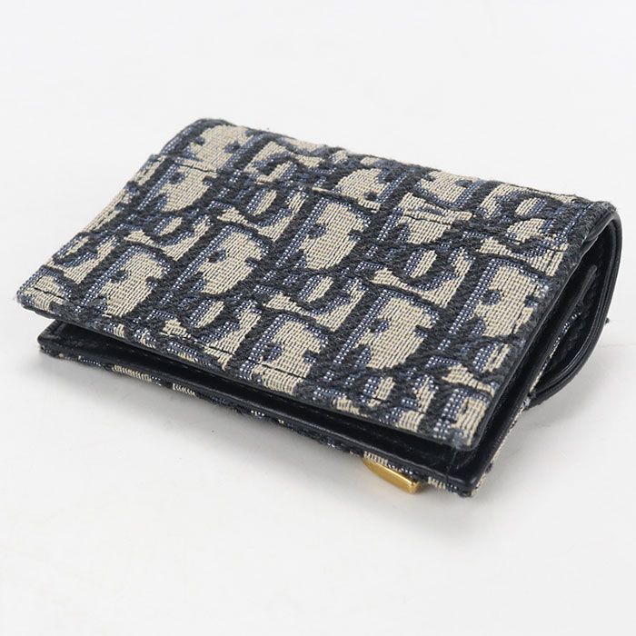 Dior Blue Mukado Holder Saddle Business Card Oblique Credit