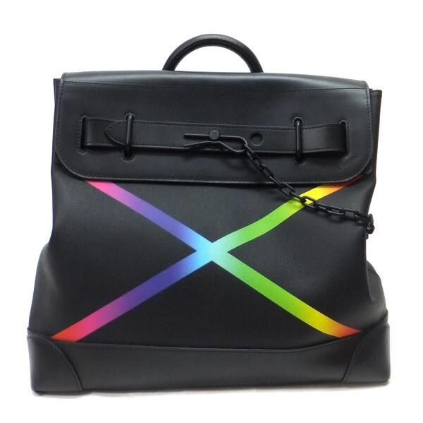 Louis Vuitton Steamer PM Shoulder Bag Taiga Canvas Black Rainbow X Rainbow