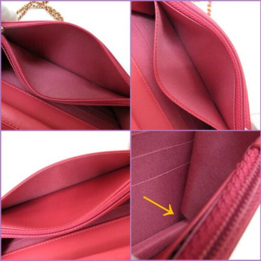 Chanel Chain Wallet Quilted Lambskin Pink Gold 8 Digits 19 X