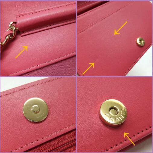 Chanel Chain Wallet Quilted Lambskin Pink Gold 8 Digits 19 X