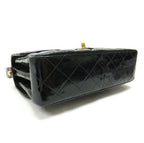 Chanel Double Face Bag 26 Quilted Patent Leather Black Gold