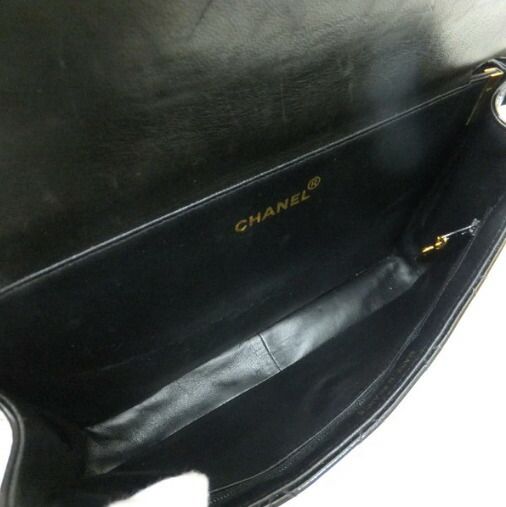 Chanel Double Face Bag 26 Quilted Patent Leather Black Gold