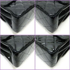 Chanel Double Face Bag 26 Quilted Patent Leather Black Gold
