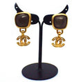 Chanel Earrings Metal Gold Greystone Glestone Swing Cc X Greystone