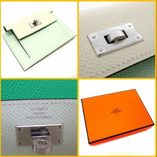 Hermes Kelly Pocket Compact Tricolor Wallet Epsom Valfiz Nata Veil Comic