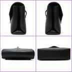 Chanel Chain Belt Pouch Shoulder Bag Calf Leather Black Gold 8 X