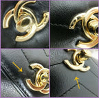 Chanel Chain Belt Pouch Shoulder Bag Calf Leather Black Gold 8 X