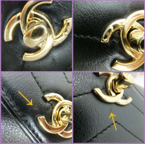 Chanel Chain Belt Pouch Shoulder Bag Calf Leather Black Gold 8 X