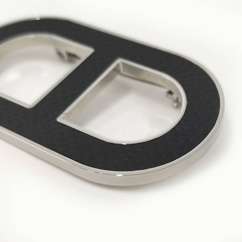 Hermes Brooch Chaine D'ancre Black Silver