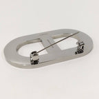 Hermes Brooch Chaine D'ancre Black Silver