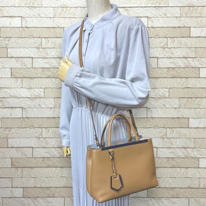 Fendi Petit Toujour Shoulder Bag Leather Brown Barley