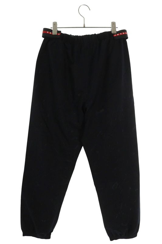 Prada Rubber Logo Waist Tape Nylon Long Pants 46