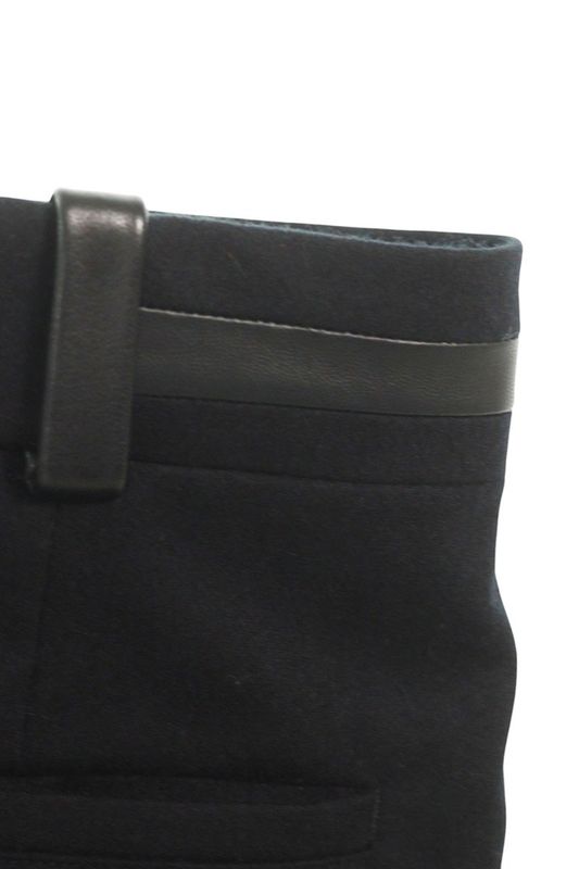 Hermes Leather Trim Wool Long Pants 38