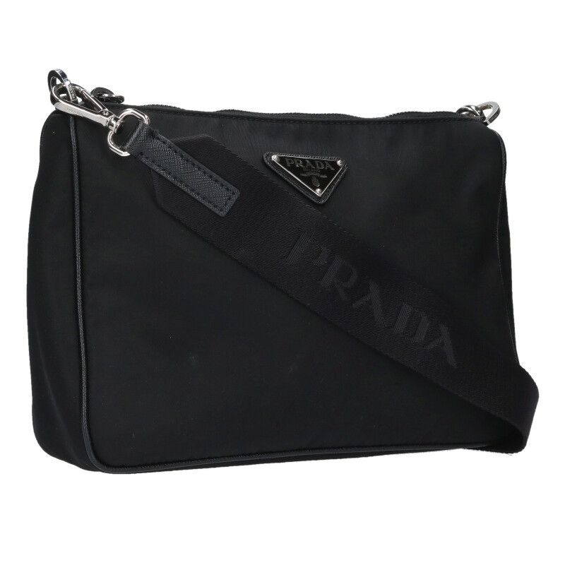 Prada Triangle Logo Plat Nylon Pouch Shoulder Bag