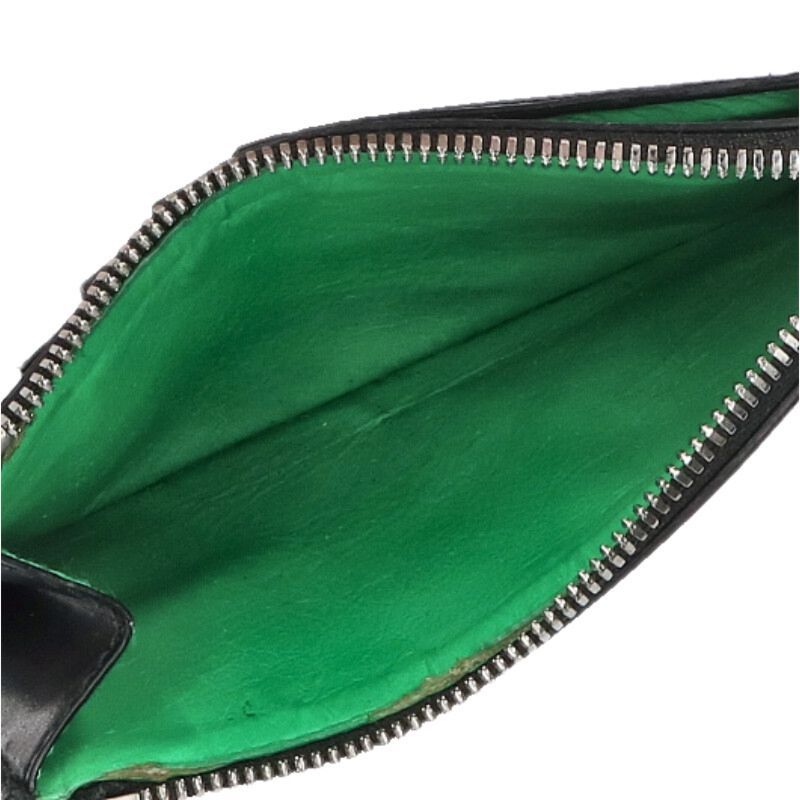 Balenciaga Leather Fragment Case Wallet Black Green
