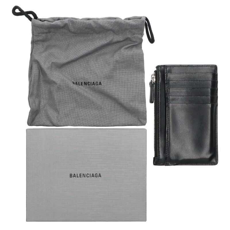 Balenciaga Leather Fragment Case Wallet Black Green