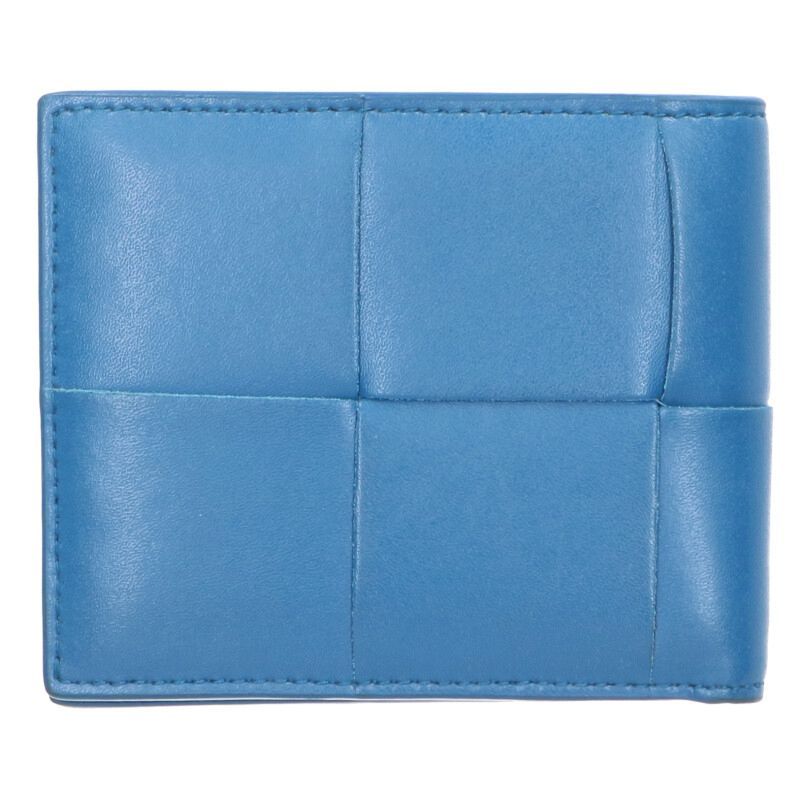 Bottega Veneta Intrecciato Leather Bifold Wallet Blue Tone