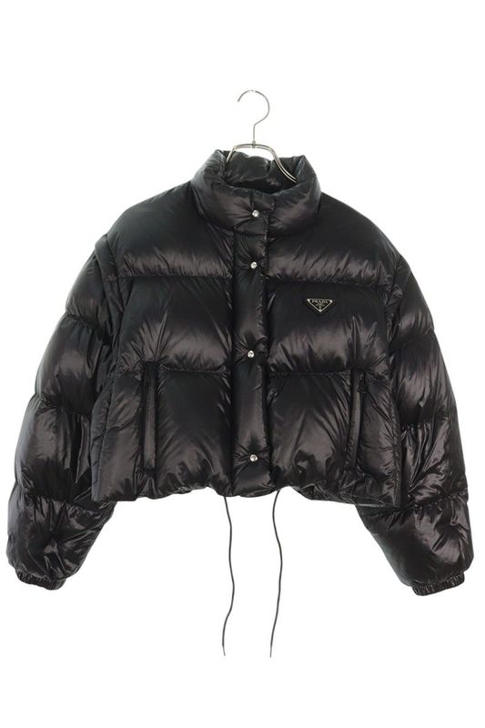 Prada Triangle Plate Cropped 2-Way Down Jacket 38