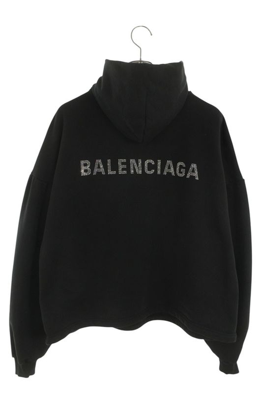 Balenciaga Back Strass Cropped Pullover Hoodie Sweater