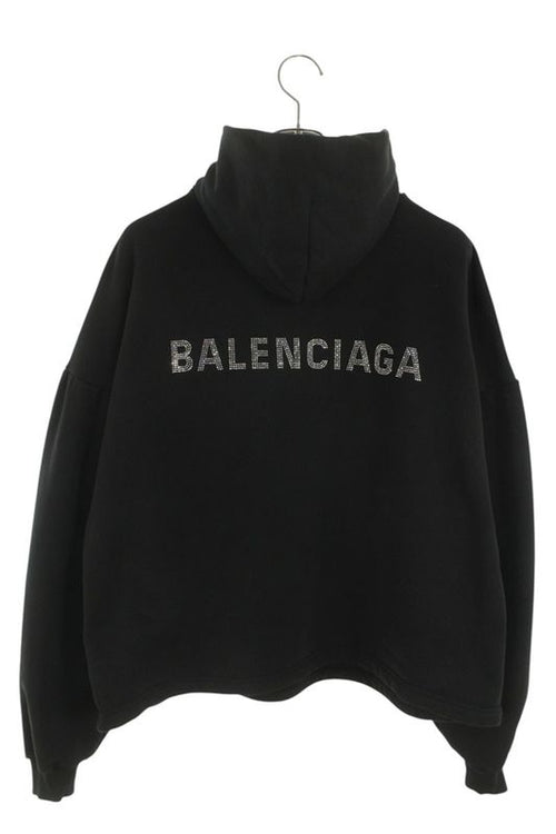 Balenciaga Back Strass Cropped Pullover Hoodie Sweater