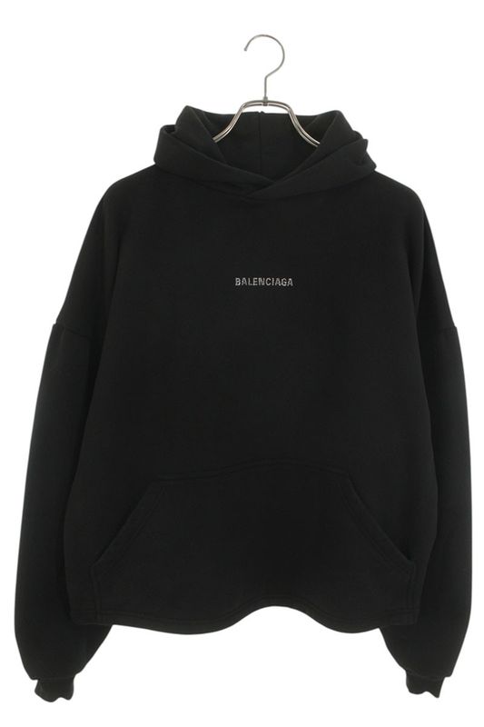 Balenciaga Back Strass Cropped Pullover Hoodie Sweater