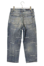Balenciaga Logo All Over Pattern Button Fly Denim Pants 26 Indigo