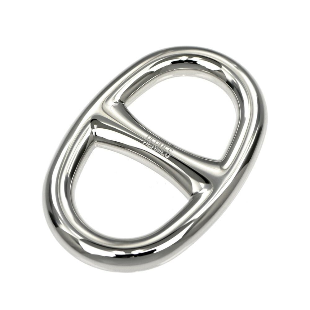Hermes Scarf Ring Chaine D'Ancre Permanent Brass Palladium Silver