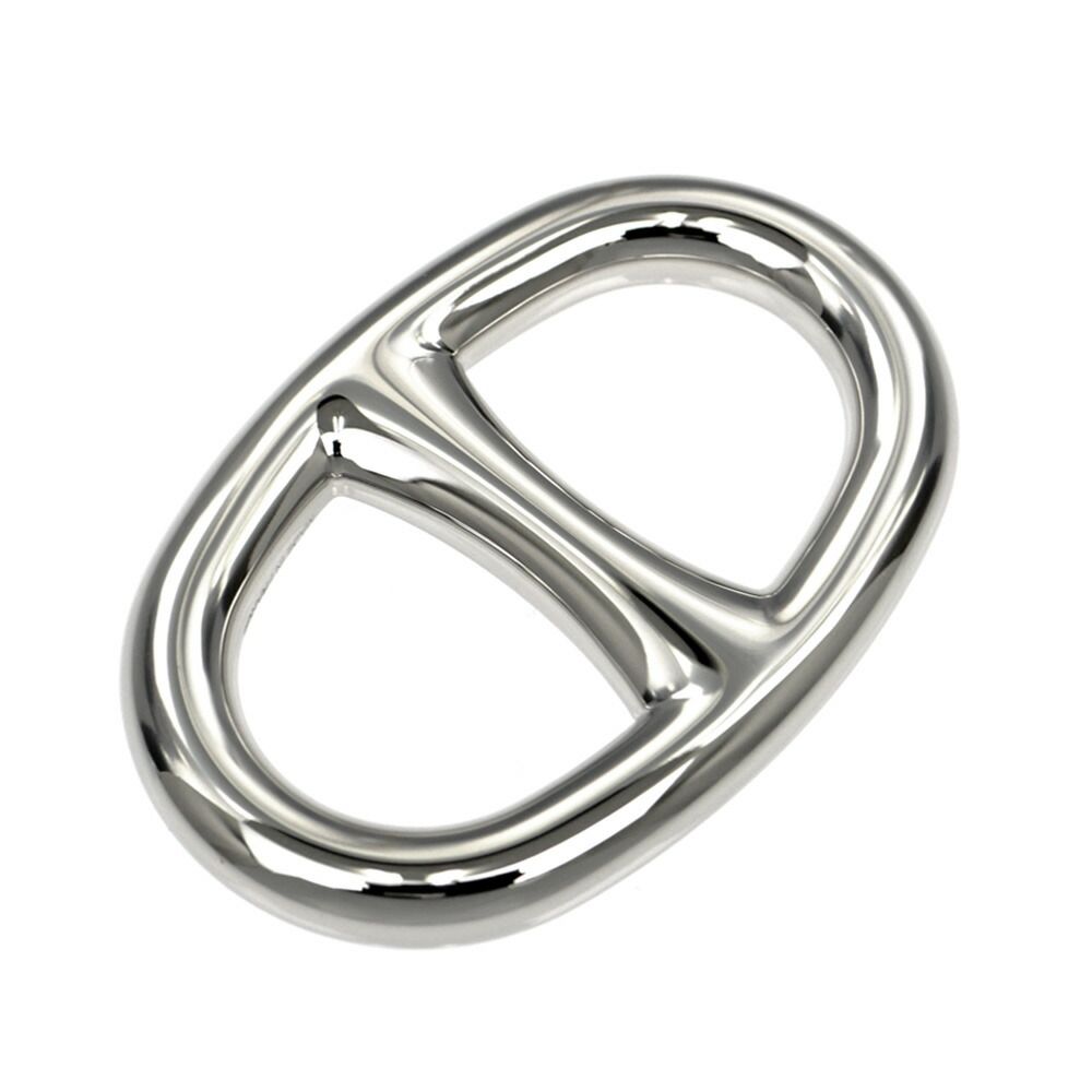 Hermes Scarf Ring Chaine D'Ancre Permanent Brass Palladium Silver