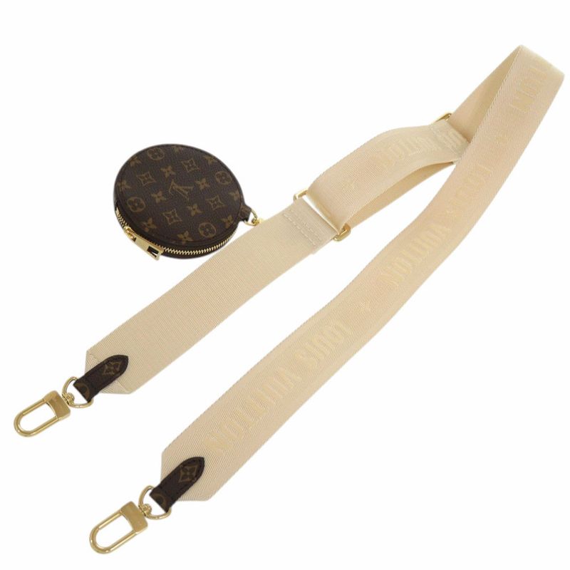 Louis Vuitton on the Go PM Shoulder Strap with Coin Case Monogram Canvas White Brown
