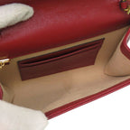 Gucci Rajah Web Stripe Chain Shoulder Bag Gold Leather Canvas Red Navy