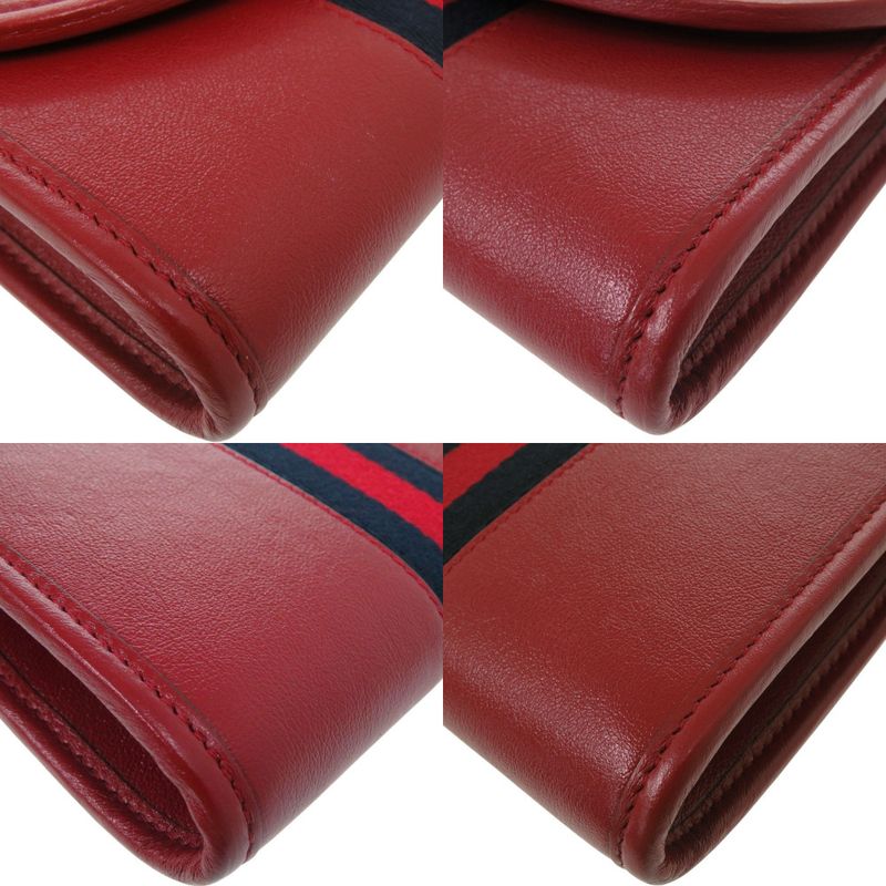 Gucci Rajah Web Stripe Chain Shoulder Bag Gold Leather Canvas Red Navy