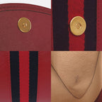 Gucci Rajah Web Stripe Chain Shoulder Bag Gold Leather Canvas Red Navy